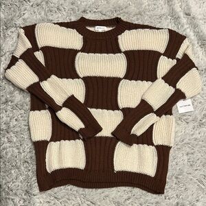 Better Be Brown and Cream Checkered Sweater